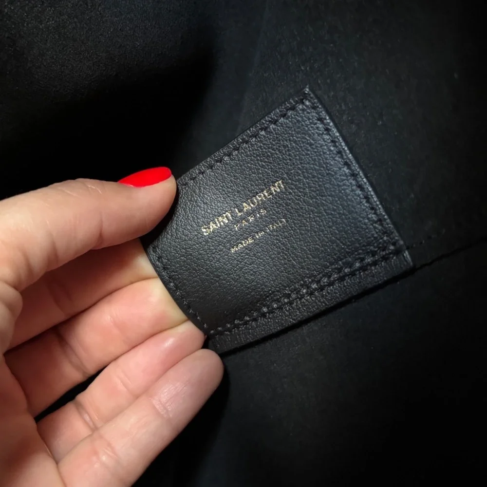 Saint Laurent Black Leather Tote and Matching Wallet